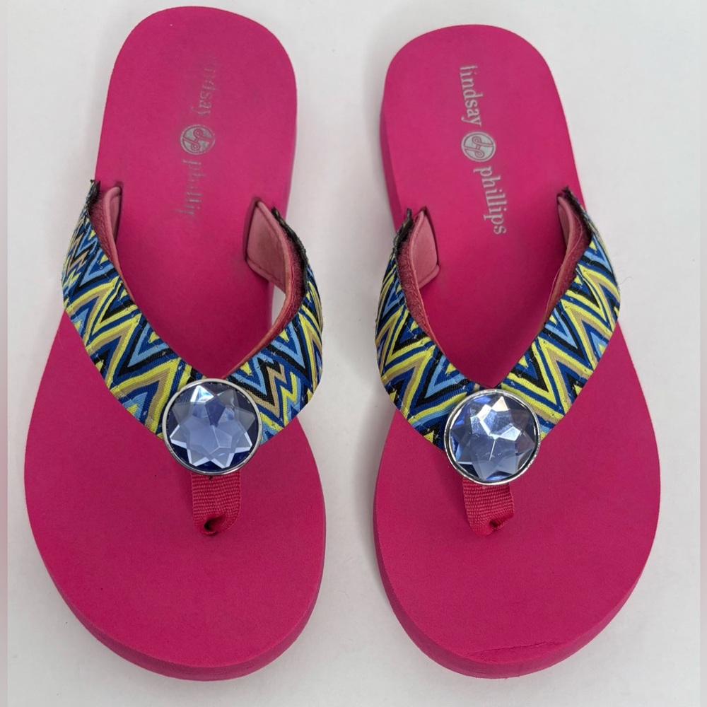 Lindsay Phillips Pink Flip Flops Size 7 with Interchangeable Straps